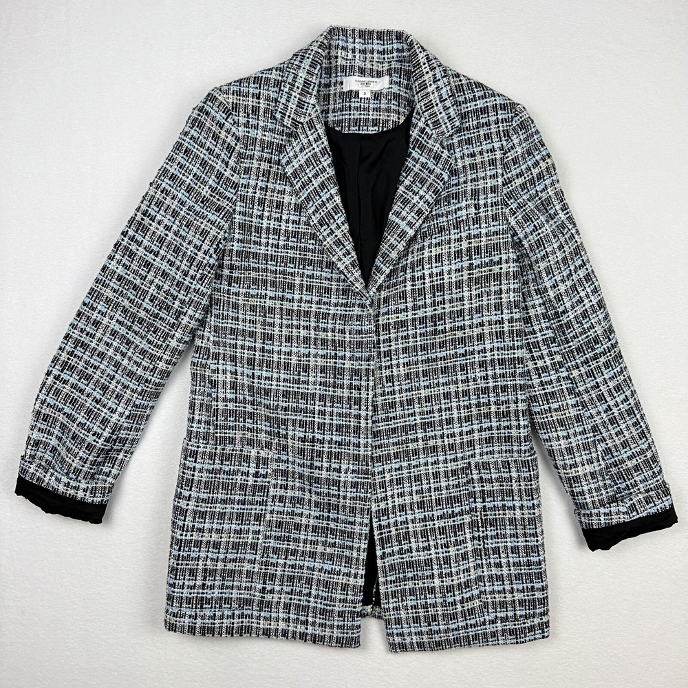 Adam Lippes‎ Womens Tweed Blazer Size 2 Jacket Blue Black Multi-Color Tailored